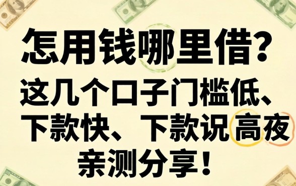 急用钱哪里借？这几个口子门槛低、下款快，亲测分享！