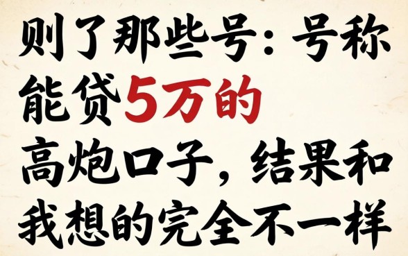 我试了那些号称能贷5万的高炮口子,结果和我想的完全不一样