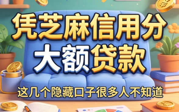 揭秘凭芝麻信用分的大额贷款，这几个隐藏口子很多人不知道