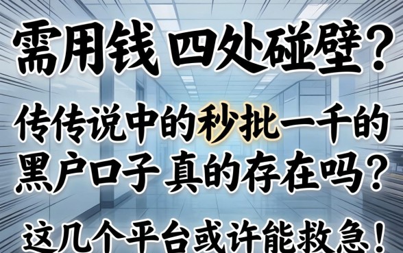 急需用钱四处碰壁？传说中的秒批一千的黑户口子真的存在吗？这几个平台或许能救急！