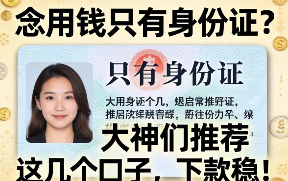 急用钱只有身份证？大神们推荐这几个口子，下款稳！