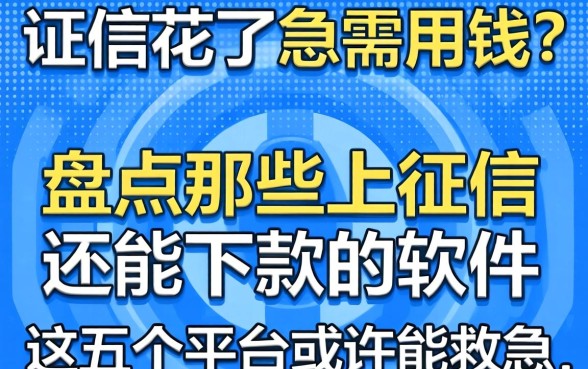 征信花了急需用钱？盘点那些上征信还能下款的软件，这五个平台或许能救急