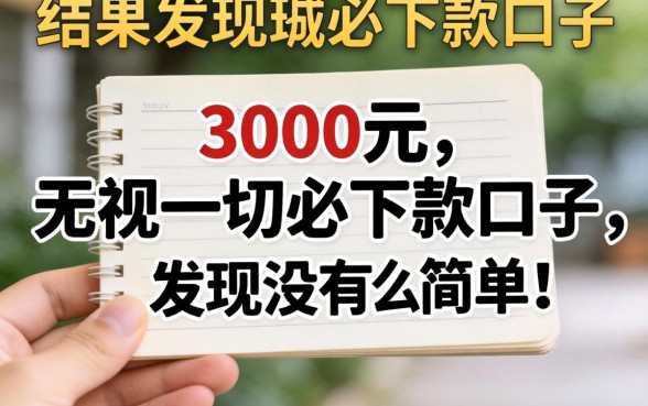 我借3000元无视一切必下款的口子，结果发现没那么简单