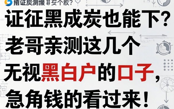 征信黑成炭也能下？老哥亲测这几个无视黑白户的口子，急用钱的看过来！