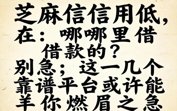 芝麻信用低在哪里借款的？别急，这几个靠谱平台或许能解你燃眉之急