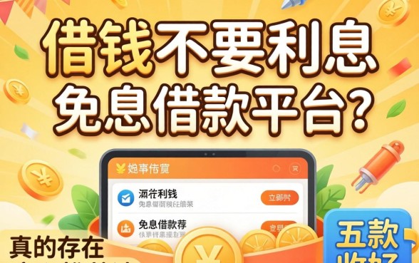 哪里借钱不需要利息的软件有哪些？真的存在免息借款平台吗？这五款良心推荐请收好