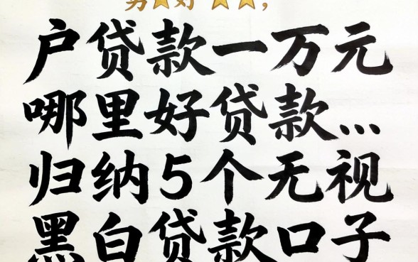 黑户贷款一万元哪里好贷款，归纳5个无视黑白贷款口子