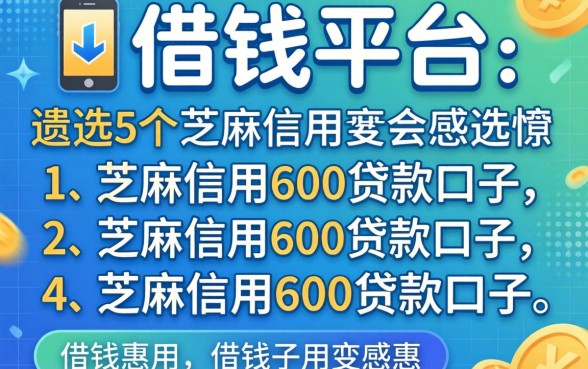 有没有哪些借钱平台，遴选5个芝麻信用600贷款口子