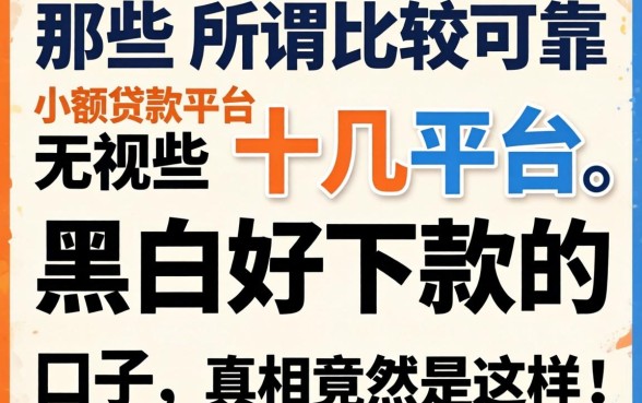 我试了十几个平台，发现那些所谓比较可靠的小额贷款平台有哪些和无视黑白好下款的口子，真相竟然是这样