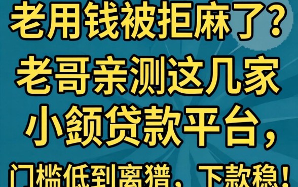 急用钱被拒麻了？老哥亲测这几家小额贷款平台，门槛低到离谱，下款稳！