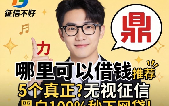 个人征信不好哪里可以借钱2026，鼎力推荐5个真正无视征信黑白100%秒下网贷