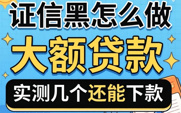 征信黑该怎么做大额贷款？实测几个还能下款的渠道