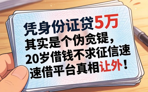 我翻遍全网发现，凭身份证贷5万其实是个伪命题，20岁借钱不求征信速借平台的真相让人意外