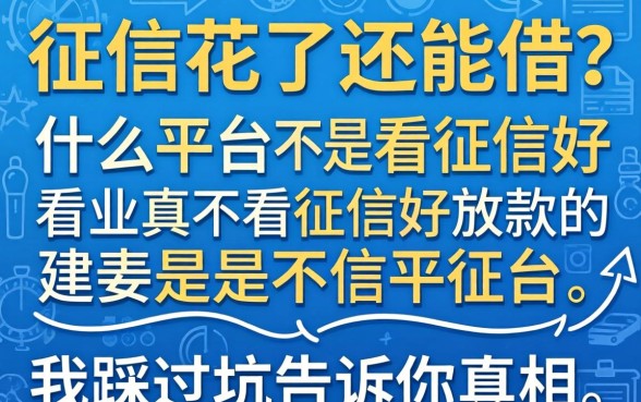 征信花了还能借？什么平台不看征信好放款的，我踩过坑告诉你真相