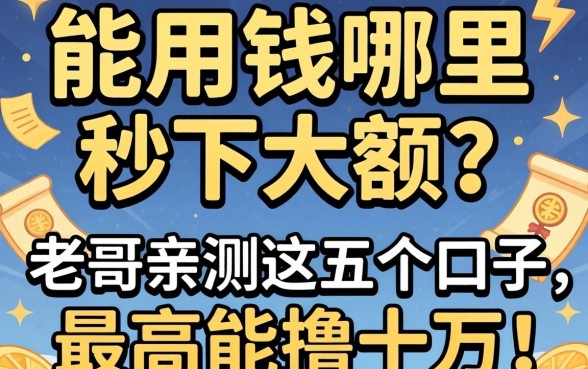 急用钱哪里能秒下大额？老哥亲测这五个口子，最高能撸十万！