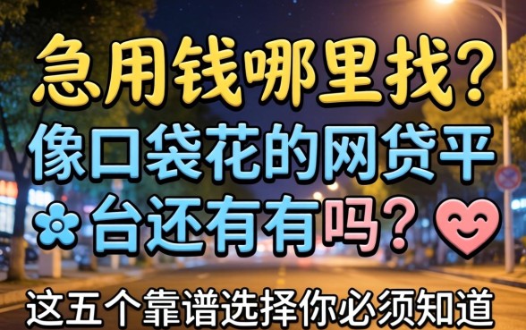 深夜急用钱哪里找？像口袋花的网贷平台还有吗？这五个靠谱选择你必须知道
