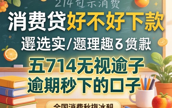 消费贷好不好下款，遴选五个714无视逾期秒下的口子
