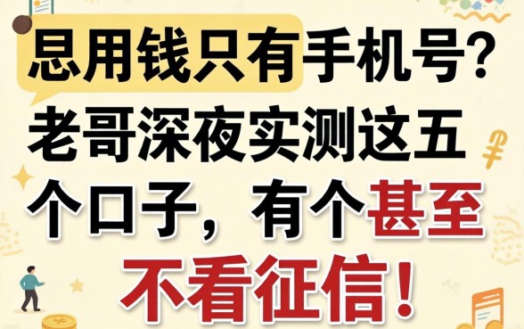 急用钱只有手机号？老哥深夜实测这五个口子，有个甚至不看征信！