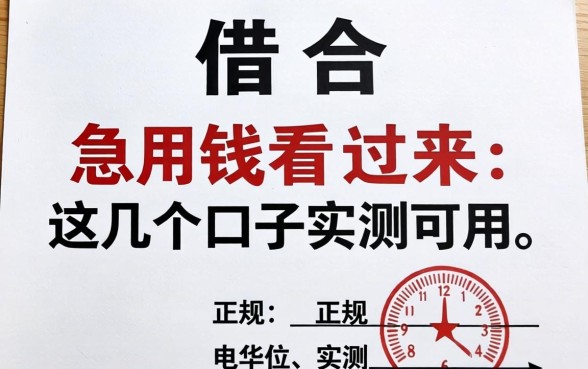2026正规个人借条：急用钱的看过来这几个口子实测可用