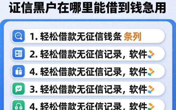 征信黑户在哪里能借到钱急用，条列五个轻松借款无征信记录的软件