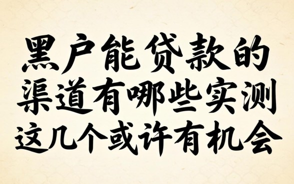 求黑户能贷款的渠道有哪些?实测这几个或许有机会