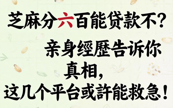 芝麻分六百能贷款不？亲身经历告诉你真相，这几个平台或许能救急！