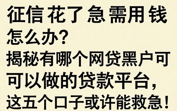 征信花了急需用钱怎么办？揭秘有哪个网贷黑户可以做的贷款平台，这五个口子或许能救急！
