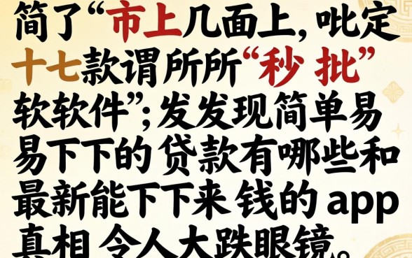 我试了市面上几十款所谓“秒批”软件，发现简单易下的贷款有哪些和最新能下来钱的app真相令人大跌眼镜