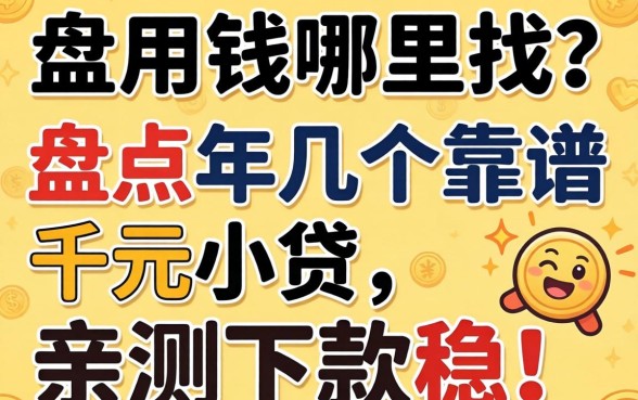 急用钱哪里找？盘点2026年几个靠谱的千元小贷，亲测下款稳！