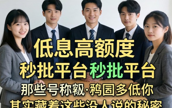 我试了一圈发现，那些号称低息高额度的秒批平台，其实藏着这些没人说的秘密