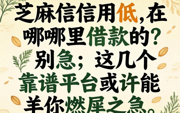芝麻信用低在哪里借款的？别急，这几个靠谱平台或许能解你燃眉之急