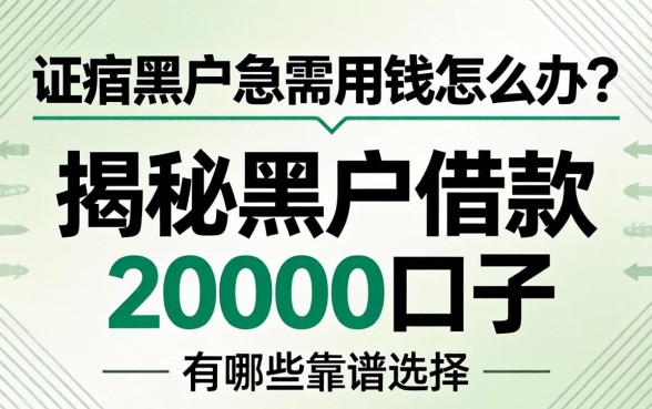征信黑户急需用钱怎么办？揭秘黑户借款20000的口子有哪些靠谱选择？