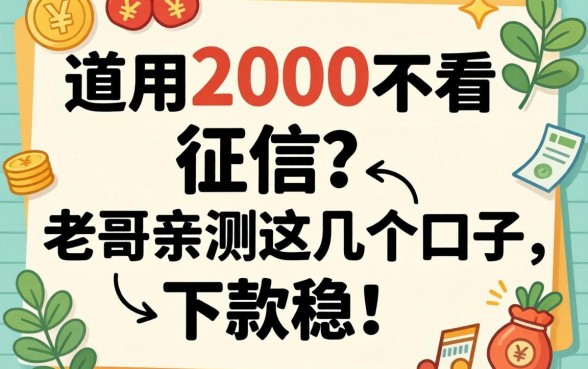 急用2000不看征信?老哥亲测这几个口子,下款稳!