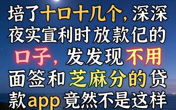 我试了十几个深夜实时放款的口子，发现不用面签和芝麻分的贷款app竟然是这样