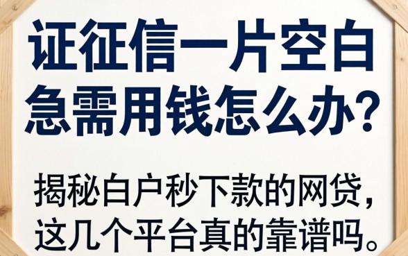 征信一片空白急需用钱怎么办？揭秘白户秒下款的网贷，这几个平台真的靠谱吗？