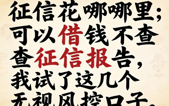 征信花哪里可以借钱不查征信报告，我试了这几个无视风控口子