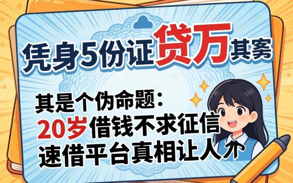 我翻遍全网发现，凭身份证贷5万其实是个伪命题，20岁借钱不求征信速借平台的真相让人意外