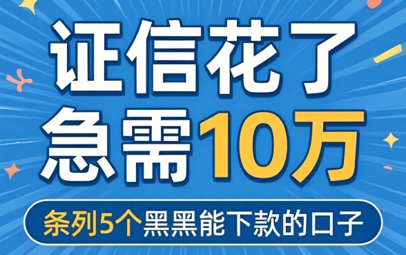 征信花了急需10万，条列5个黑户能下款的口子