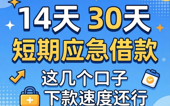 2026年14天30天短期应急借款：这几个口子下款速度还行