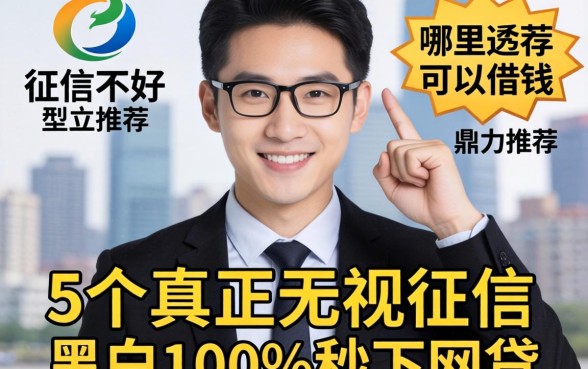 个人征信不好哪里可以借钱2026，鼎力推荐5个真正无视征信黑白100%秒下网贷