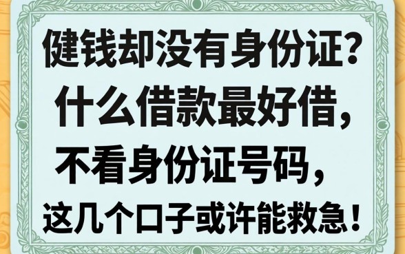 急需用钱却没有身份证？什么借款最好借不看身份证号码，这几个口子或许能救急！