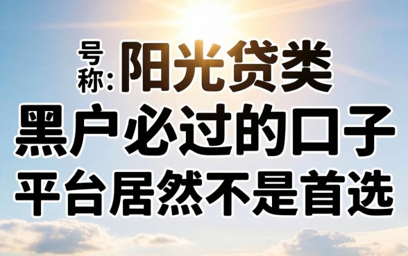我试了那些号称黑户必过的口子,发现阳光贷类的平台居然不是首选