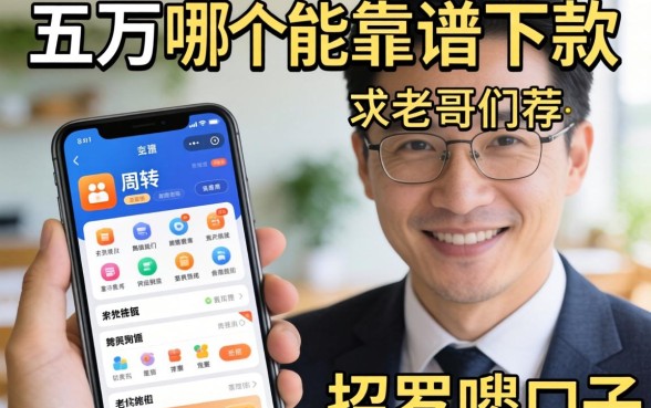 急需五万周转,手机上哪个软件能靠谱下款?求老哥们推荐不啰嗦的口子!