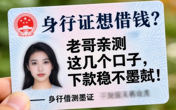 只有身份证想借钱？老哥亲测这几个口子，下款稳不墨迹！