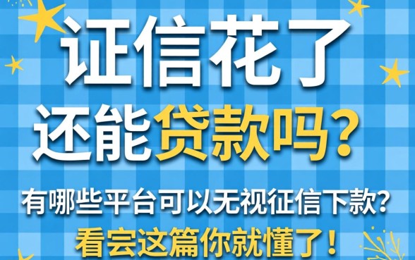 征信花了还能贷款吗?有哪些平台可以无视征信下款?看完这篇你就懂了!