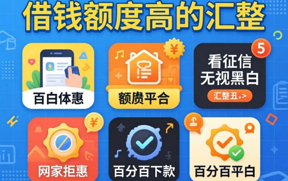 网上借钱额度高的，汇整五个不看征信无视黑白百分百下款平台