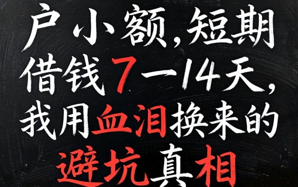 黑户小额短期借钱7一14天，我用血泪换来的避坑真相