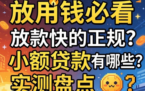 急用钱必看：放款快的正规小额贷款有哪些？实测盘点