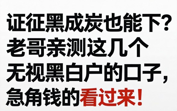 征信黑成炭也能下？老哥亲测这几个无视黑白户的口子，急用钱的看过来！