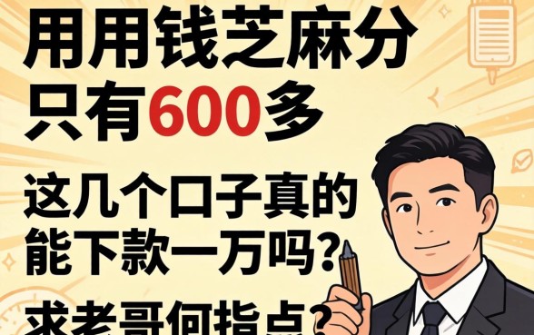 急用钱芝麻分只有600多，这几个口子真的能下款一万吗？求老哥们指点！